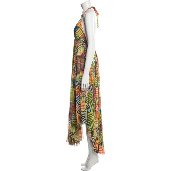 NWT Alice + Olivia Ollie Dress Abstract Colorful Long Midi V Neck M | 6 #8000 - Picture 5 of 8